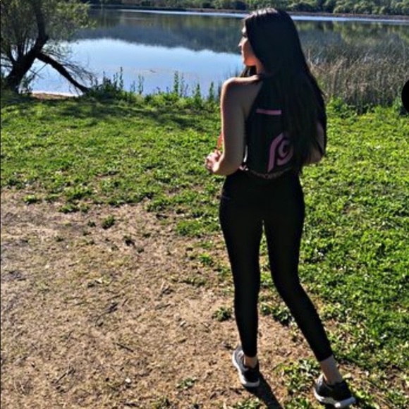 NWOT POP FIT Blue Yellow Drawstring Zipper Gym Bag Tote - Picture 6 of 7